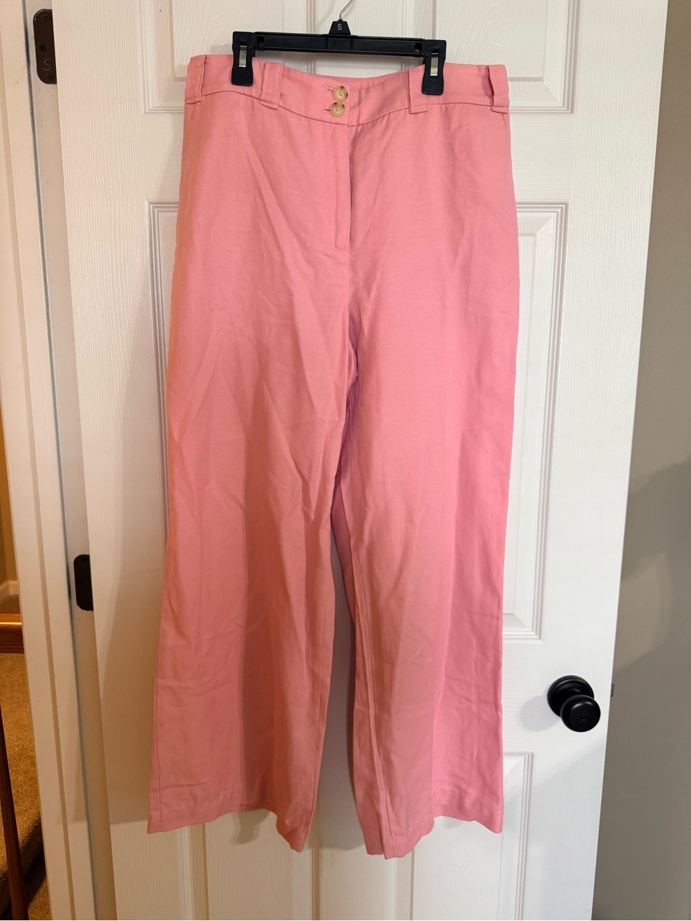 Talbots Pink Wide-Leg Linen-Blend Pants